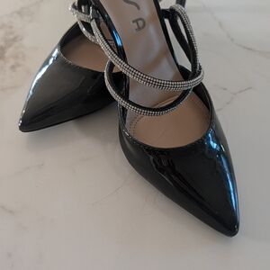 Unisa Black Heels with Rhinestone Straps
